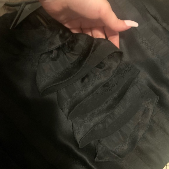 Anna sui quilted brocade Victorian floral black holiday silk ruffle dress formal - Picture 3 of 10